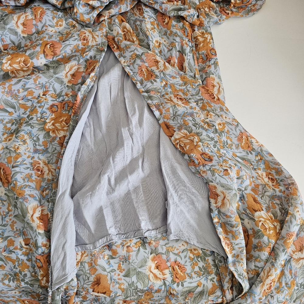 Petal & Pup Floral Midi Dress - Orange and Blue - Picture 9 of 11